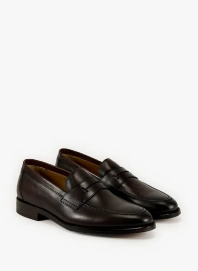 Hackett Mocassins Unis En Cuir In Brown