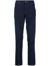 Hackett Moleskin Logo-patch Straight-leg Cotton Trousers In Blue