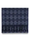 Hackett Monogram-pattern Scarf In Blue