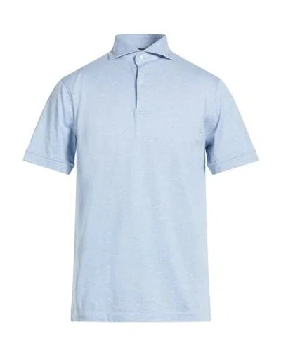 Hackett N°14 Savile Row Man Polo Shirt Light Blue Size M Cotton, Silk
