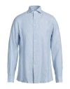 Hackett N°14 Savile Row Man Shirt Azure Size Xl Linen In Blue