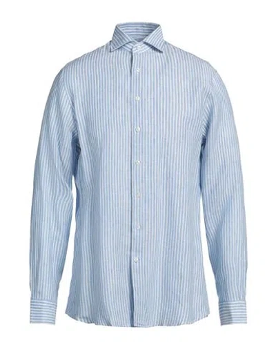 Hackett N°14 Savile Row Man Shirt Azure Size Xl Linen In Blue
