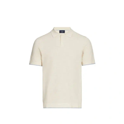 Hackett Mens Stone Beige Textured Cotton-knit Polo Shirt In Brown