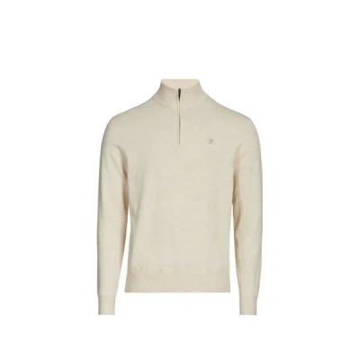 Hackett Pull À Col Zippé En Coton Et Soie In Neutral