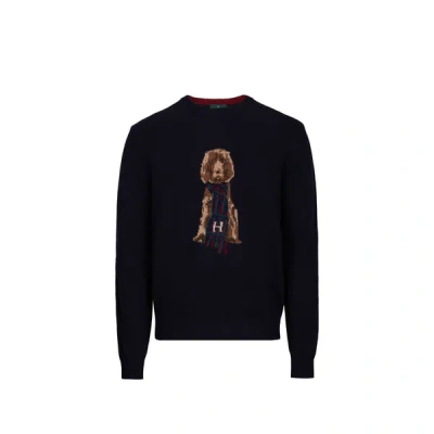 Hackett Pull Col Rond En Laine Mérinos In Blue