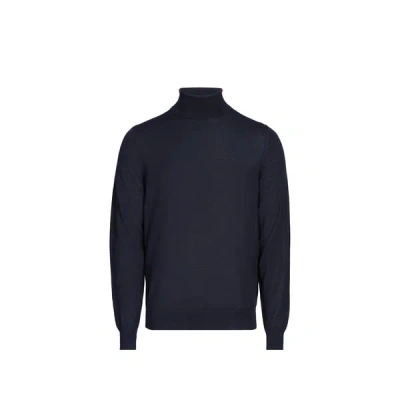 Hackett Pull Col Roulé En Laine Mérinos Et Soie In Blue