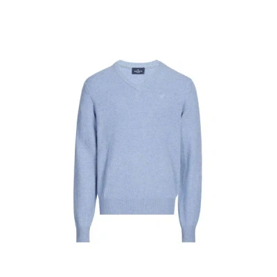 Hackett Pull Droit Col V En Laine In Blue