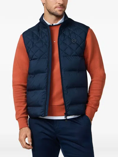Hackett 퀼팅 패널 집업 베스트 In Blue