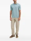Hackett Ribbed-knit Polo Shirt In Blue