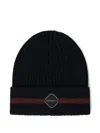 Hackett Ribbed Stripe Beanie In Black