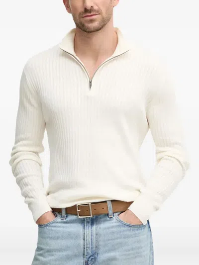 HACKETT RIBBED ZIP-NECK SWEATER