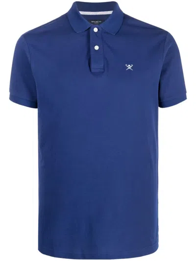 Hackett Short-sleeved Cotton Polo Top In Blue