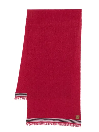 Hackett Stripe-detail Scarf In Red