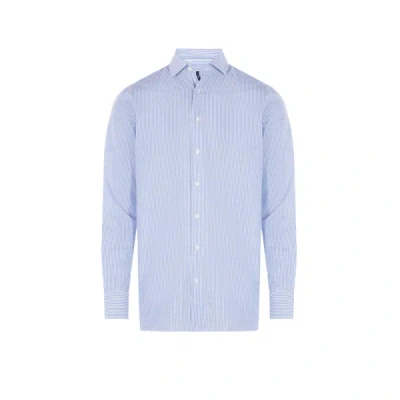 Hackett Striped Linen And Cotton Shirt In Blue