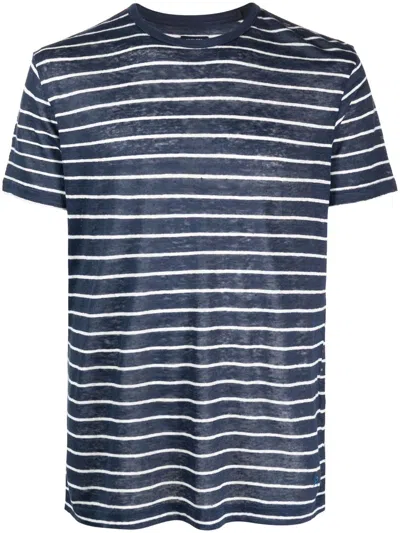 Hackett Striped Short-sleeve T-shirt In 蓝色