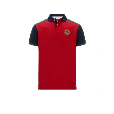 Hackett Three-colour Cotton Polo Shirt In Red