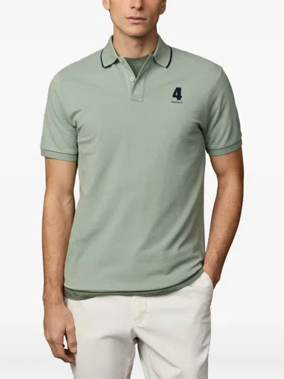 Hackett Tipped-trim Logo-print Polo Shirt In Green