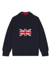Hackett Union Jack Flag Sweater In Blue