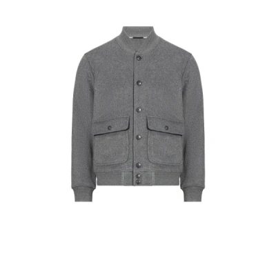 Hackett Wool Bomber Jacket In Gray
