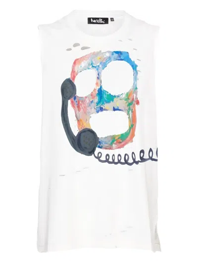 Haculla Call You Dealer Skull-print Top In White