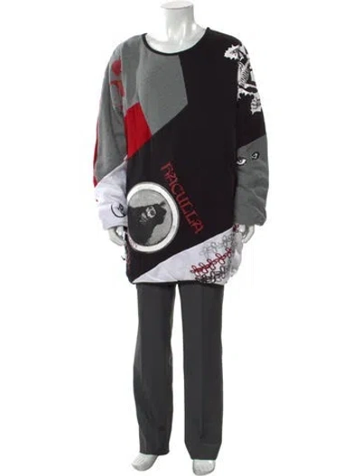 Pre-owned Haculla Colorblock Pattern Crew Neck Sweatshirt In Black