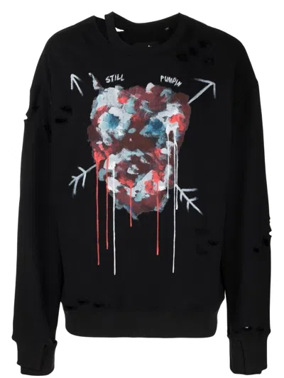 Haculla Sweatshirt Im Distressed-look In Black