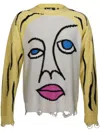 Haculla Face-motif Wool Jumper In Yellow