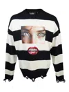 Haculla Frayed Striped Jumper In Black