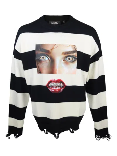 Haculla Frayed Striped Jumper In Black