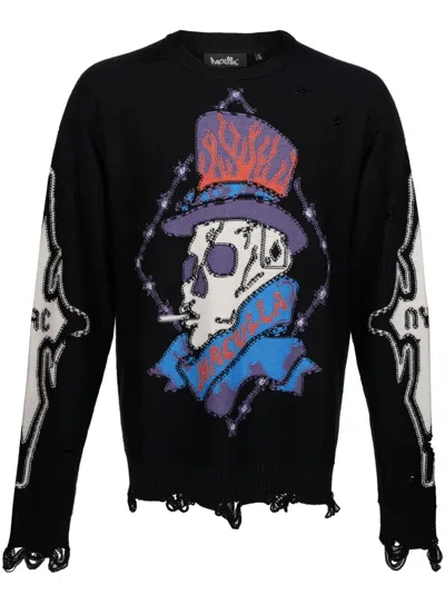 Haculla Gangsta Distressed Wool Jumper In Black
