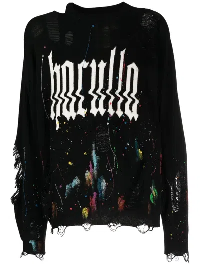 Haculla Glitched Pullover Im Distressed-look In Black