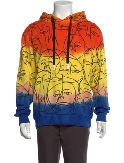 Pre-owned Haculla Graphic Print Crew Neck Hoodie In Orange/yellow