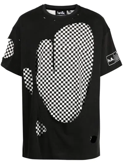 Haculla T-shirt Im Layering-look Mit Schachbrettmuster In Black