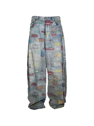 Haculla Logo-print Wide-leg Jeans In Blue