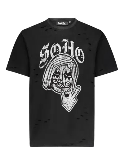 Haculla Soho T-shirt Im Distressed-look In Black