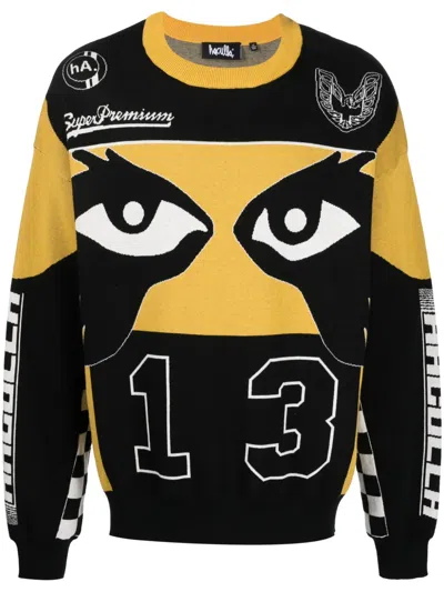 Haculla Super Premium Racer Intarsien-pullover In Schwarz