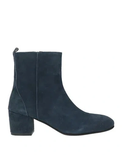 Hadel Woman Ankle Boots Navy Size 6 Leather In Blue