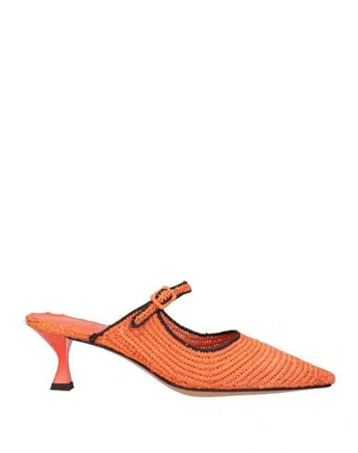Hadel Woman Mules & Clogs Orange Size 8 Textile Fibers