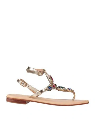 Hadel Woman Toe Strap Sandals Copper Size 10 Soft Leather In Gold