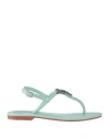 Hadel Woman Thong Sandal Sky Blue Size 6 Soft Leather