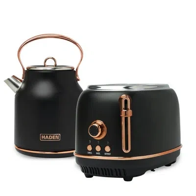 Haden 1.7l Electric Kettle And 2 Slice Wide Slot Toaster Kitchen Appliance Set In Black
