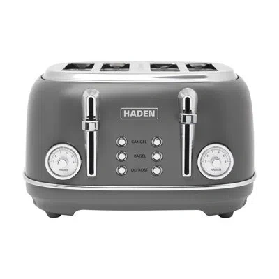 Haden Chelsea Stainless Steel 4 Slice Toaster, Extra Wide Slots, Grey & Chrome In Gray