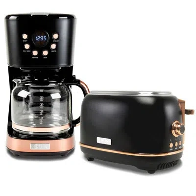 Haden Heritage 2 Slice Wide Slot Toaster & 12 Cup Coffee Maker In Black