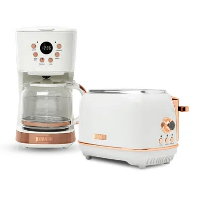 Haden Heritage 2 Slice Wide Slot Toaster With Heritage 12 Cup Home Coffee Maker In Ivory