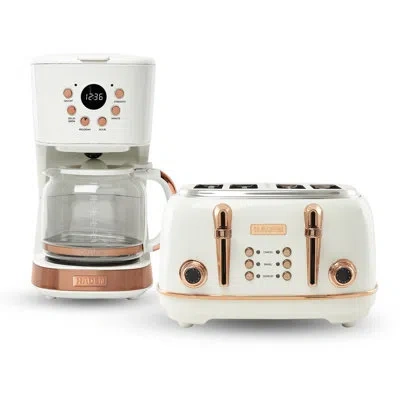 Haden Heritage 4 Slice Wide Slot Toaster With Heritage 12 Cup Home Coffee Maker In Ivory