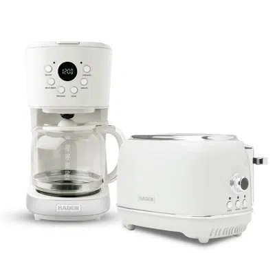 Haden Ivory Stainless Steel Heritage Coffee Machine & 2-slice Toaster