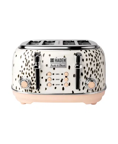 Haden Margate Poodle And Blonde 4-slice, Wide Slot Toaster With Bagel, Defrost Settings And Browning Contr In White,brown Spots,pink