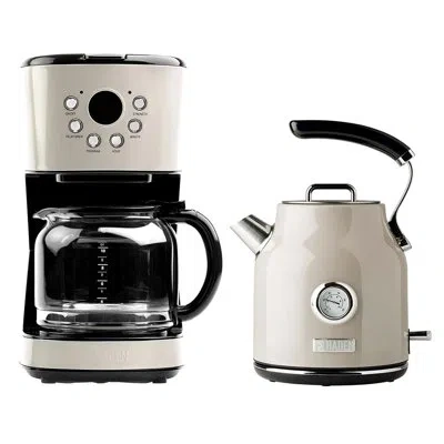 Haden Retro Style 12 Cup Coffee Maker Machine With Dorset 1.7l Electric Kettle In Brown