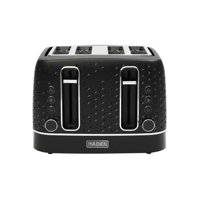 Haden Starbeck 4 Slice Wide Slot Stainless Steel Toaster, Black & Chrome In White & Chrome