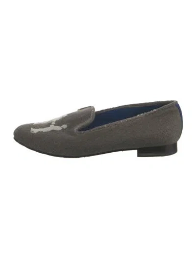 Pre-owned Hadleigh's Canvas Graphic Print Loafers In Gray